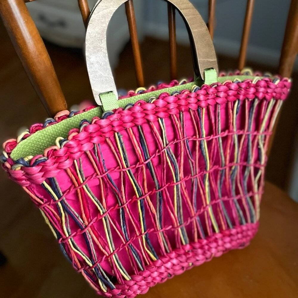 Festive Straw Bag w/ Zipper